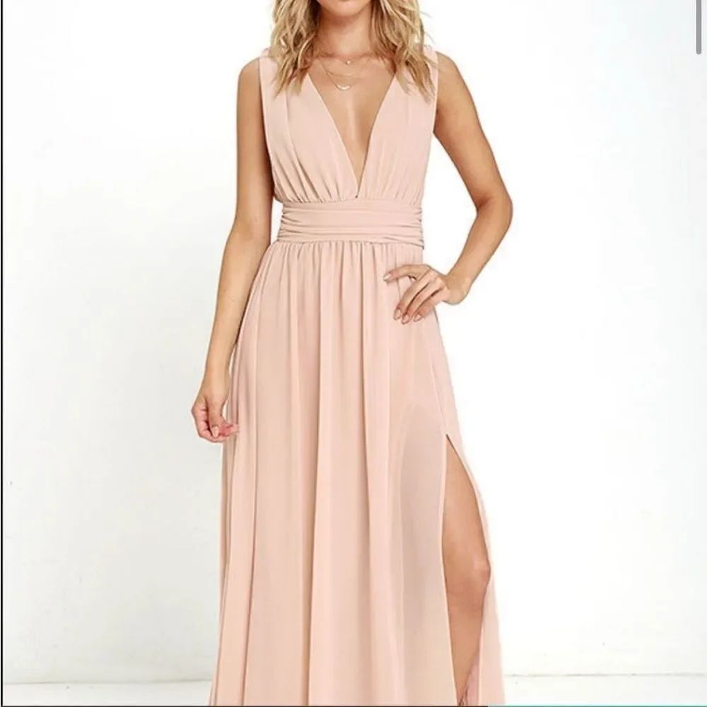 Lulu's Heavenly Hues Blush Maxi Dress NWT